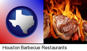 Houston, Texas - meat on a hot barbecue grill